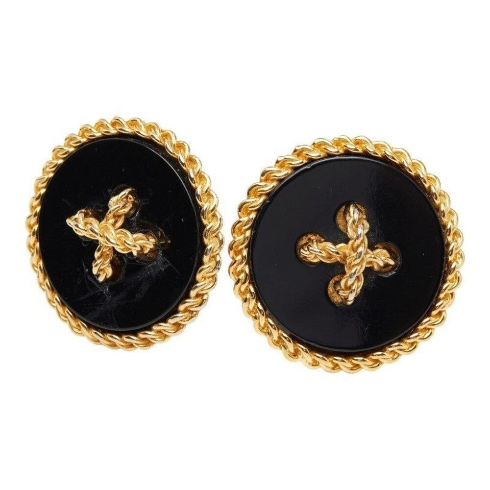 Chanel Vintage Chain Plated Earrings Gold